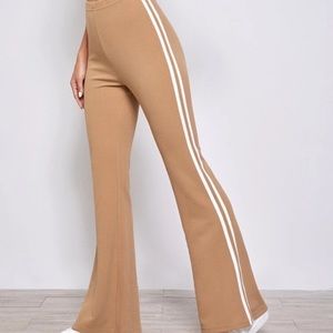 Contrast striped tape flare leg pants